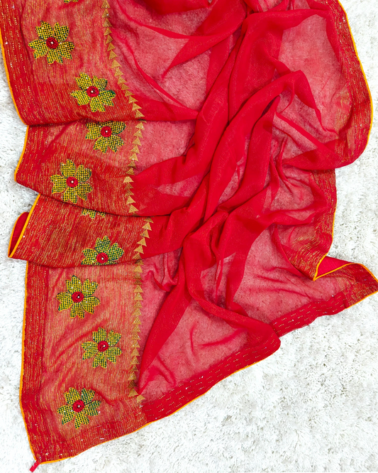 Siya â RT2026039 Shimmer Designer Saree | Embroidery Motif Border - View 2 | RAJRANI TRENDS