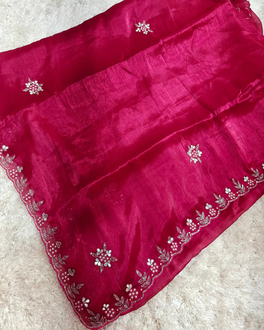 Radhika - RT2026035 Premium Jimmy Choo Saree | Cut Dana Hand Work Designer Saree - View 2 | RAJRANI TRENDS