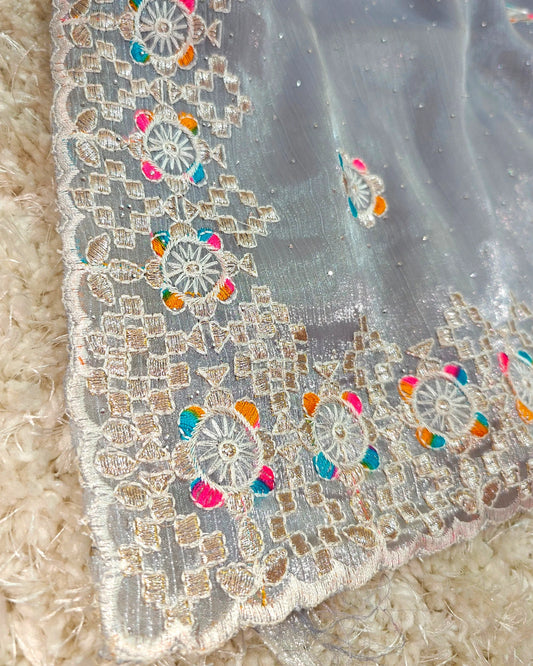 Aadhya â RT2026044 Jimmy Choo Saree with Multicolor Thread Embroidery Border - View 2 | RAJRANI TRENDS