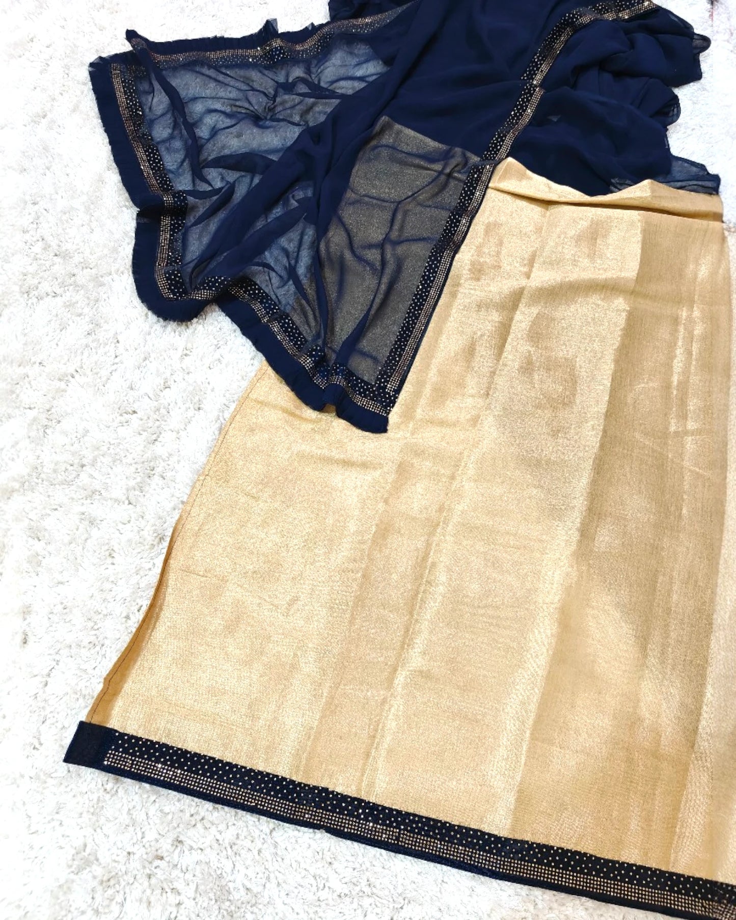 Zoya - RT2026036 Premium Georgette Designer Saree | Stud Stone Border with Frill Style - View 4 | RAJRANI TRENDS