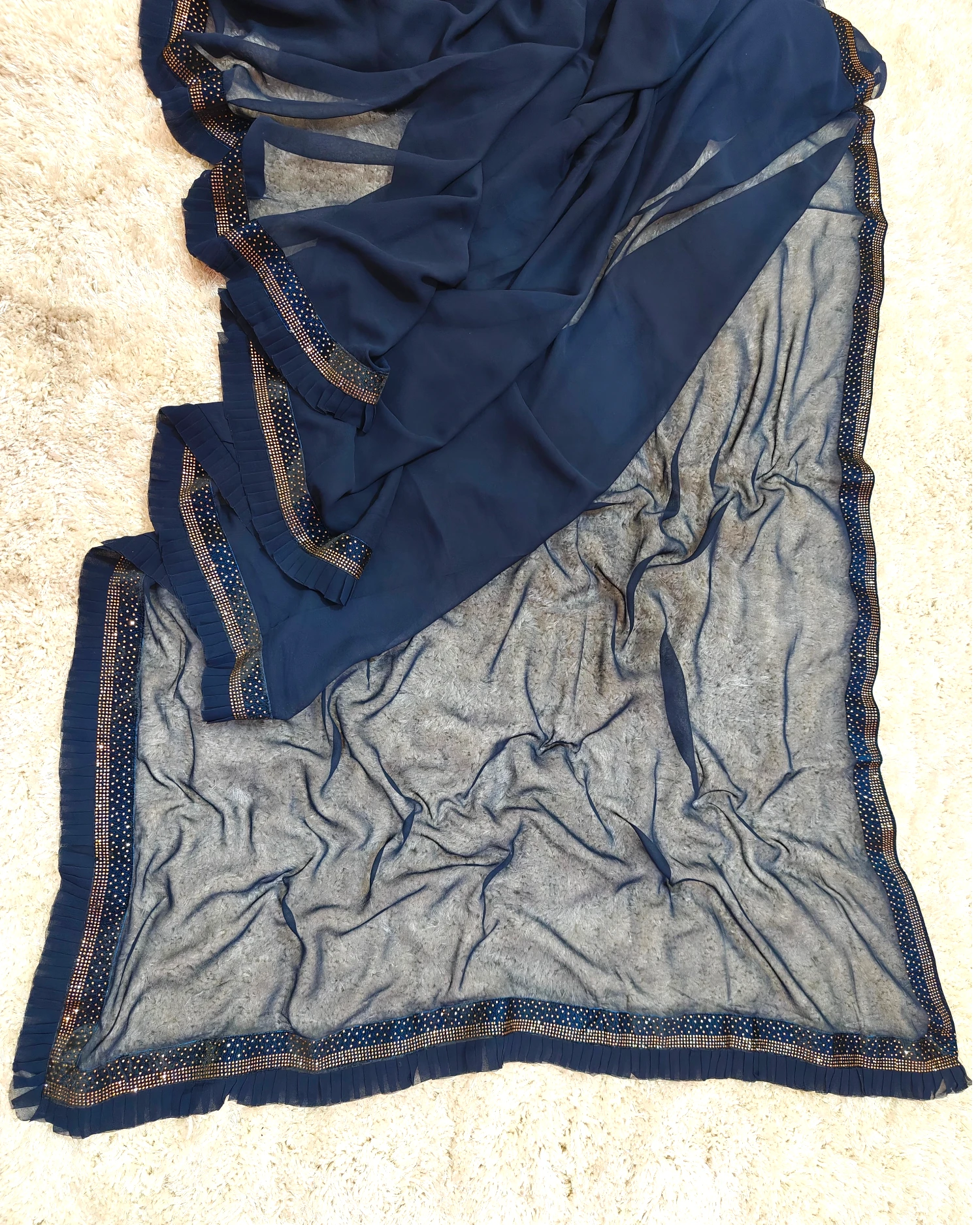 Zoya - RT2026036 Premium Georgette Designer Saree | Stud Stone Border with Frill Style | RAJRANI TRENDS