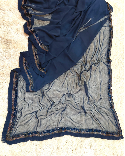 Zoya - RT2026036 Premium Georgette Designer Saree | Stud Stone Border with Frill Style | RAJRANI TRENDS