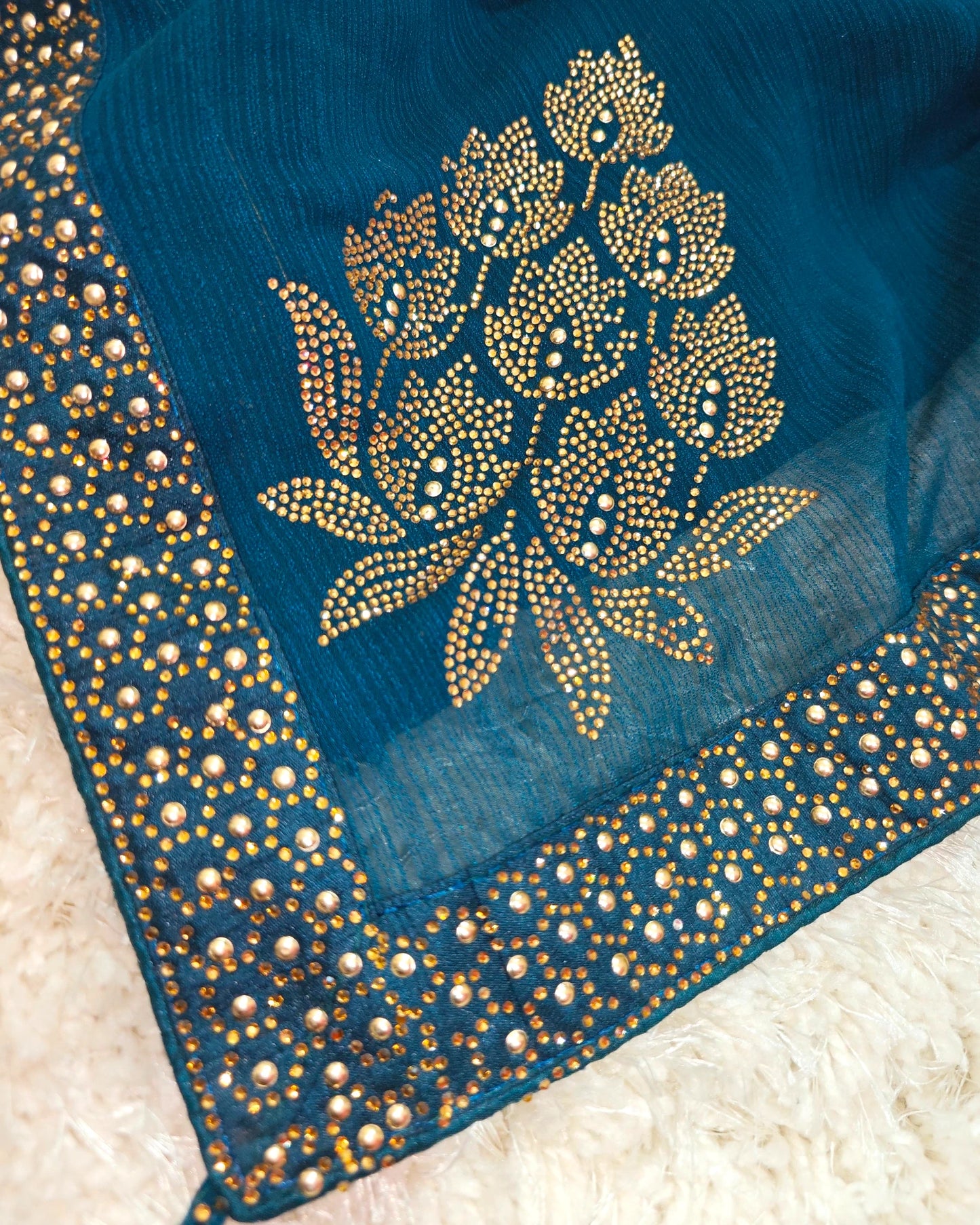 Aarya – RT2026038 Shimmer Designer Saree | Stud Stone Border Work - View 3 | RAJRANI TRENDS