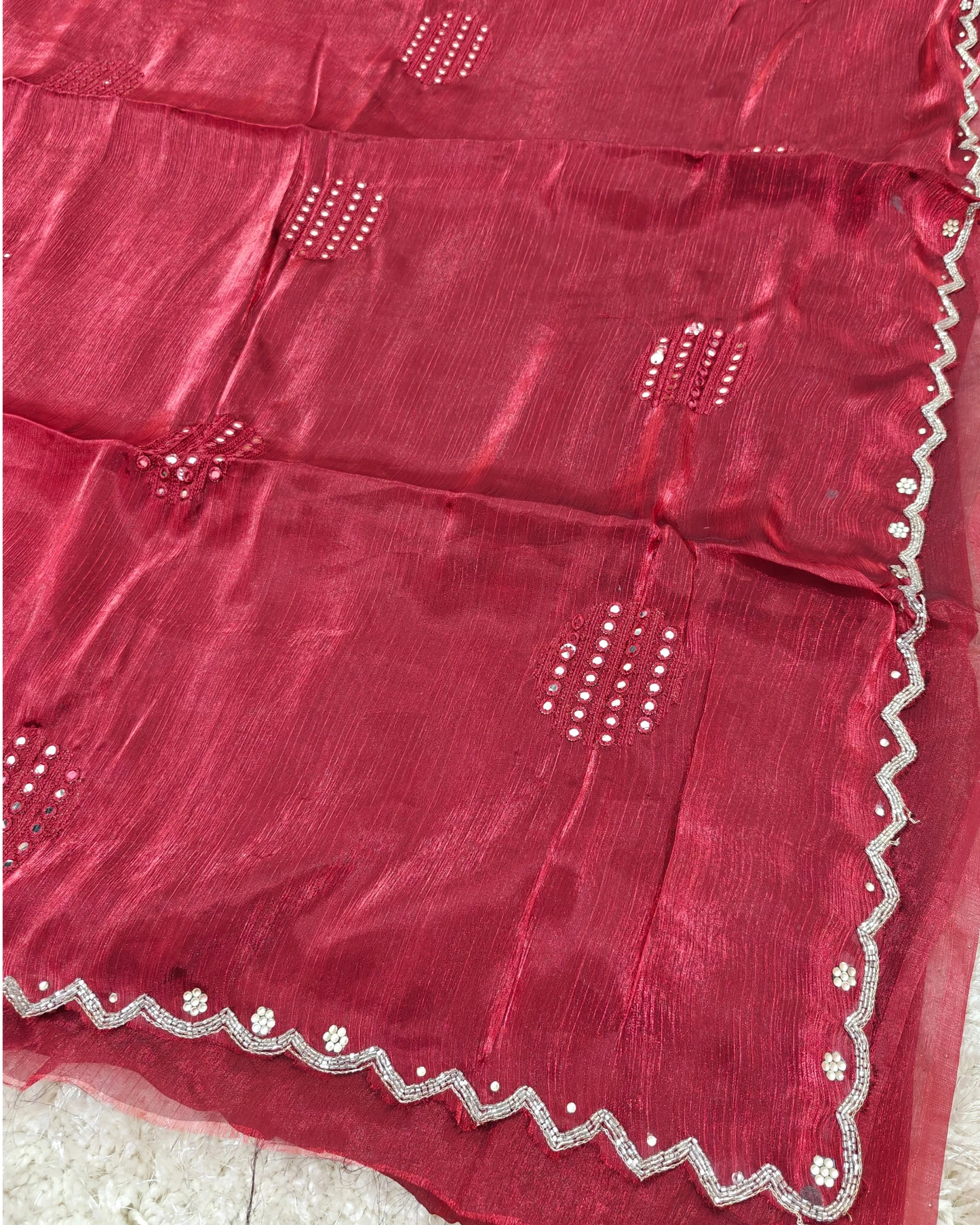 Kashvi - RT2026028 Premium Jimmy Choo Saree | Mirror Hand Work - View 2 | RAJRANI TRENDS