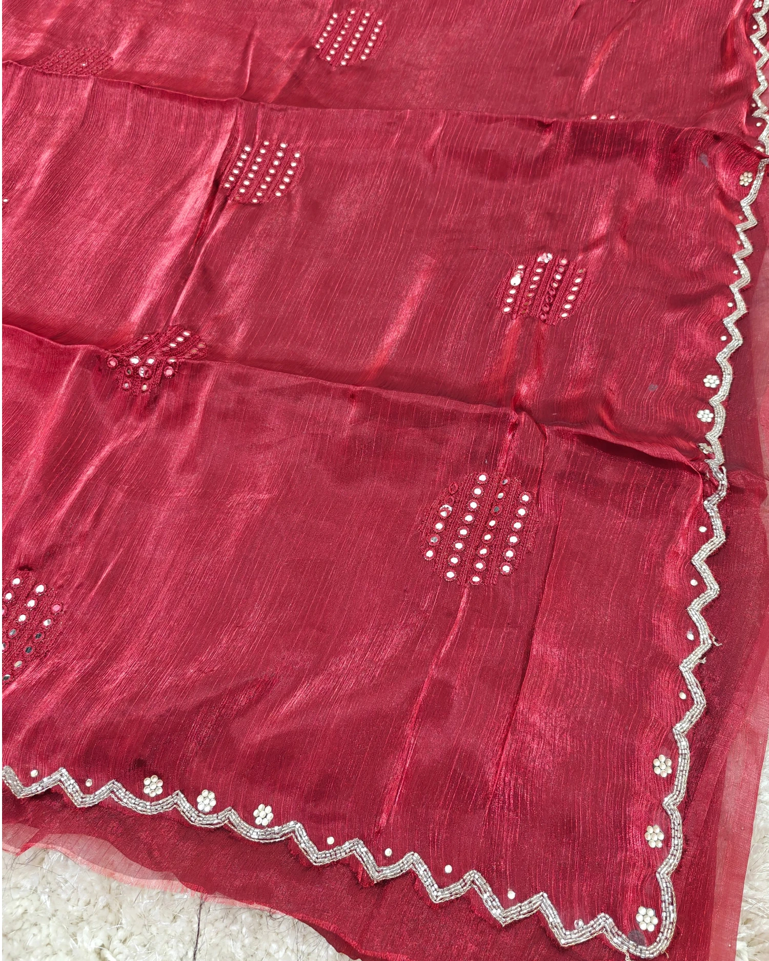 Kashvi - RT2026028 Premium Jimmy Choo Saree | Mirror Hand Work - View 2 | RAJRANI TRENDS