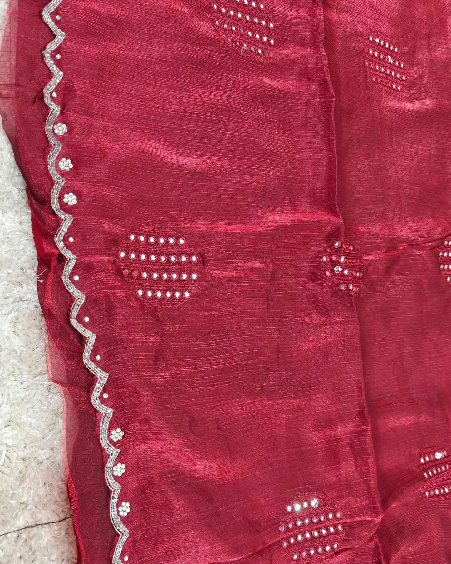 Kashvi - RT2026028 Premium Jimmy Choo Saree | Mirror Hand Work | RAJRANI TRENDS