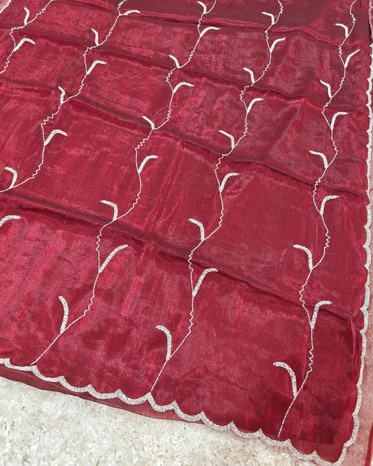 Riddhima - RT2026029 Premium Jimmy Choo Saree | Cat Dana Hand Work | Wedding & Party Wear - View 2 | RAJRANI TRENDS