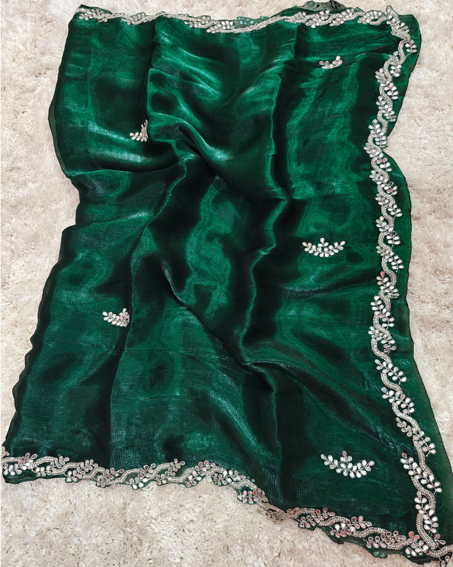 Aarika - RT2026032 Premium Jimmy Choo Saree | Mirror Hand Work | Party & Wedding Wear - View 2 | RAJRANI TRENDS