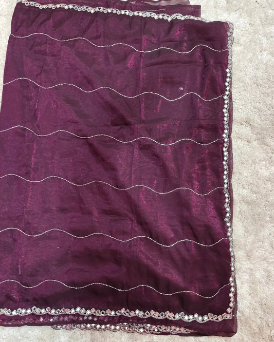 Meher - RT2026027 Premium Jimmy Choo Saree | Mirror Work Border - View 2 | RAJRANI TRENDS