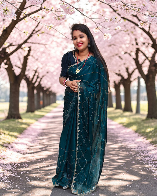 Aditi - RT2026025 Premium Jimmy Choo Saree | Elegant Hand Work | Wedding & Party Wear | RAJRANI TRENDS