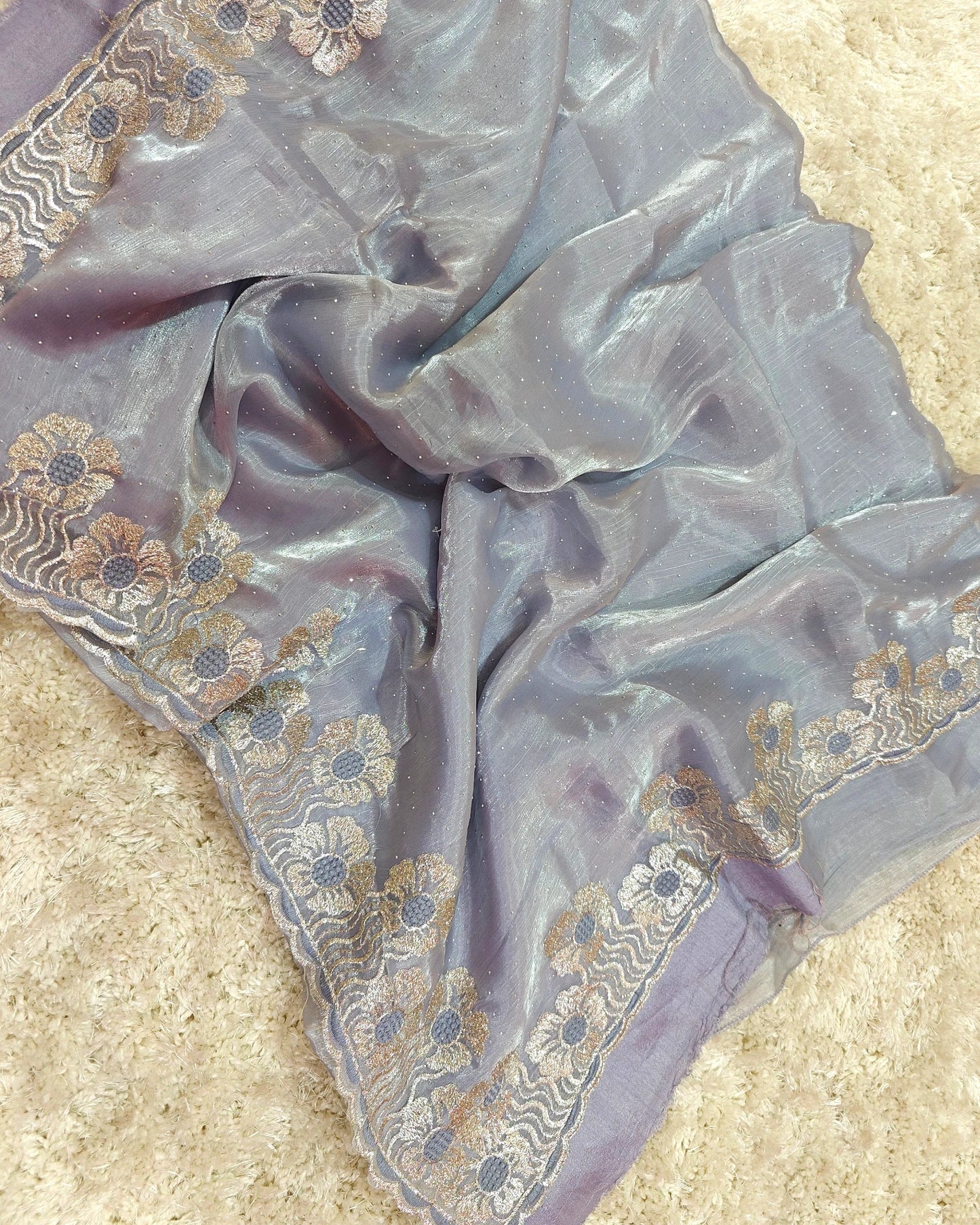 Aadhya – RT2026044 Jimmy Choo Saree with Multicolor Thread Embroidery Border | RAJRANI TRENDS